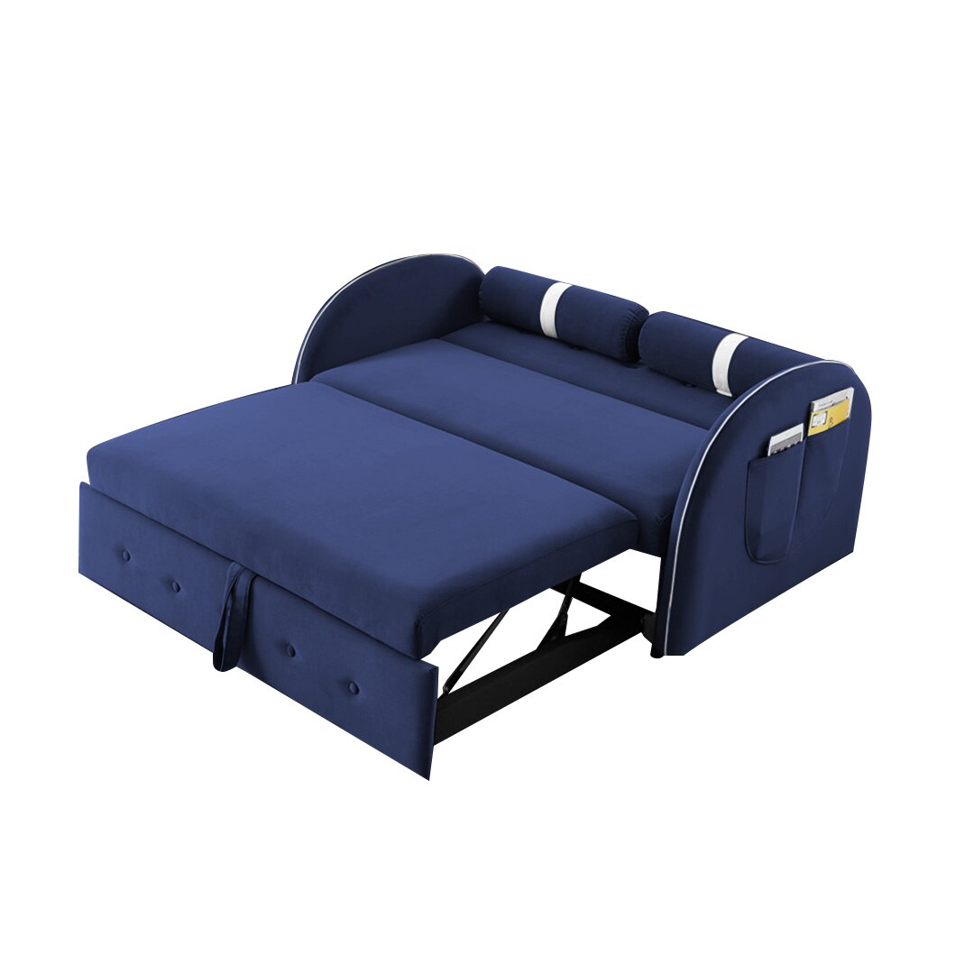 Jayen 3 Pull Out Sofa Cum Bed In Navy Blue Colour