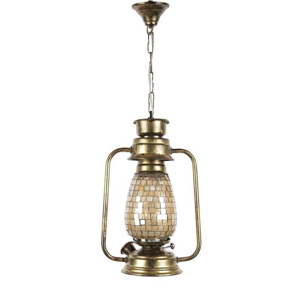 Opal Multicolor Metal Lantern Hanging Lamp