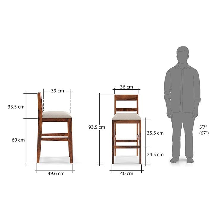 Stinson Solid Wood Bar Stool in Teak Finish