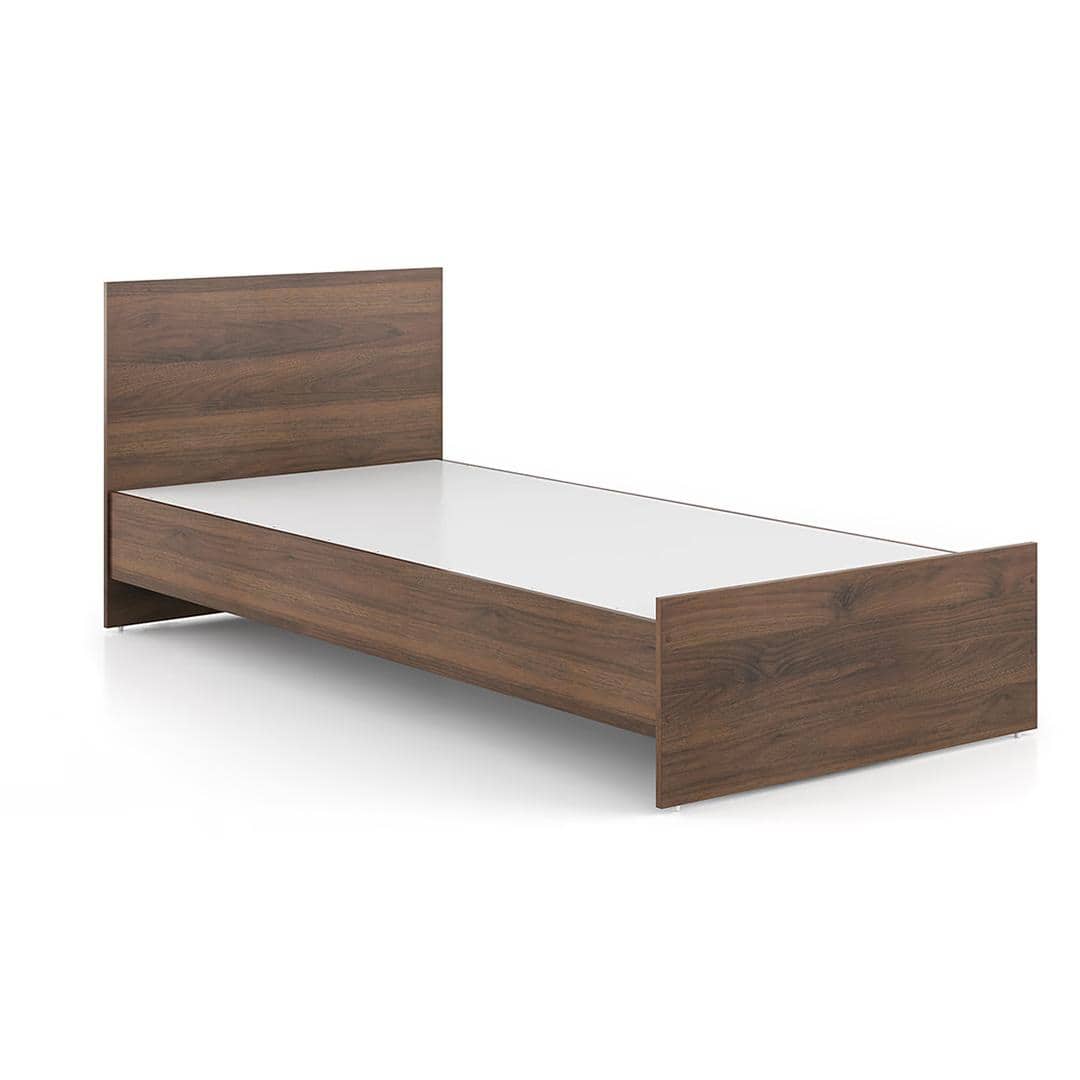 Zoey Non Storage Single Bed In Classic Walnut Finish