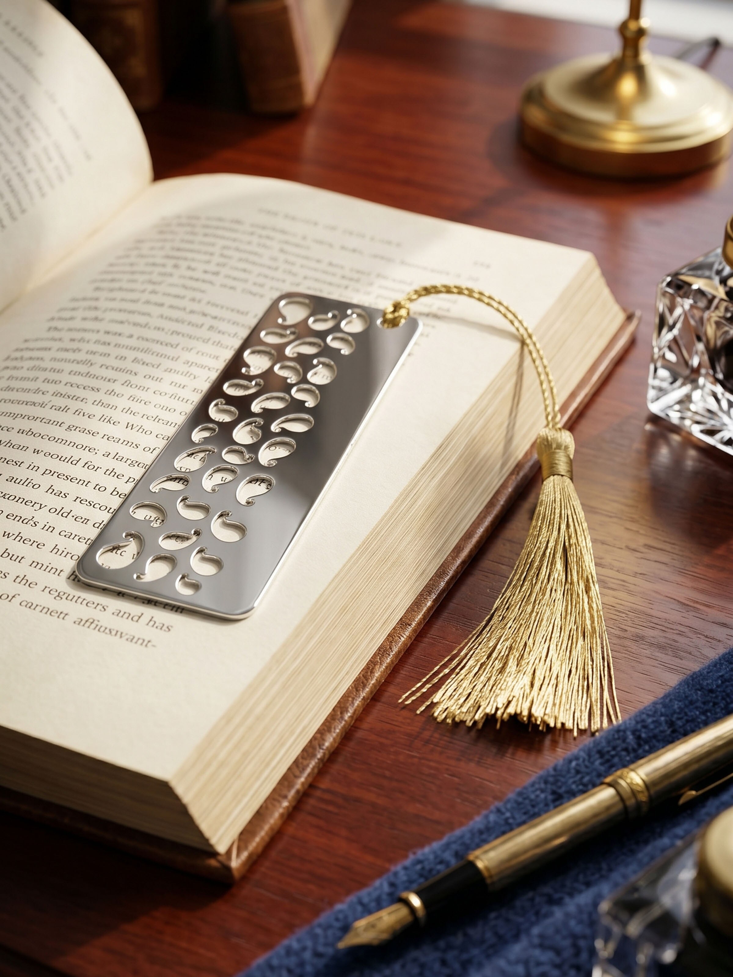 Side view of the Silver-plated Paisley Bookmark