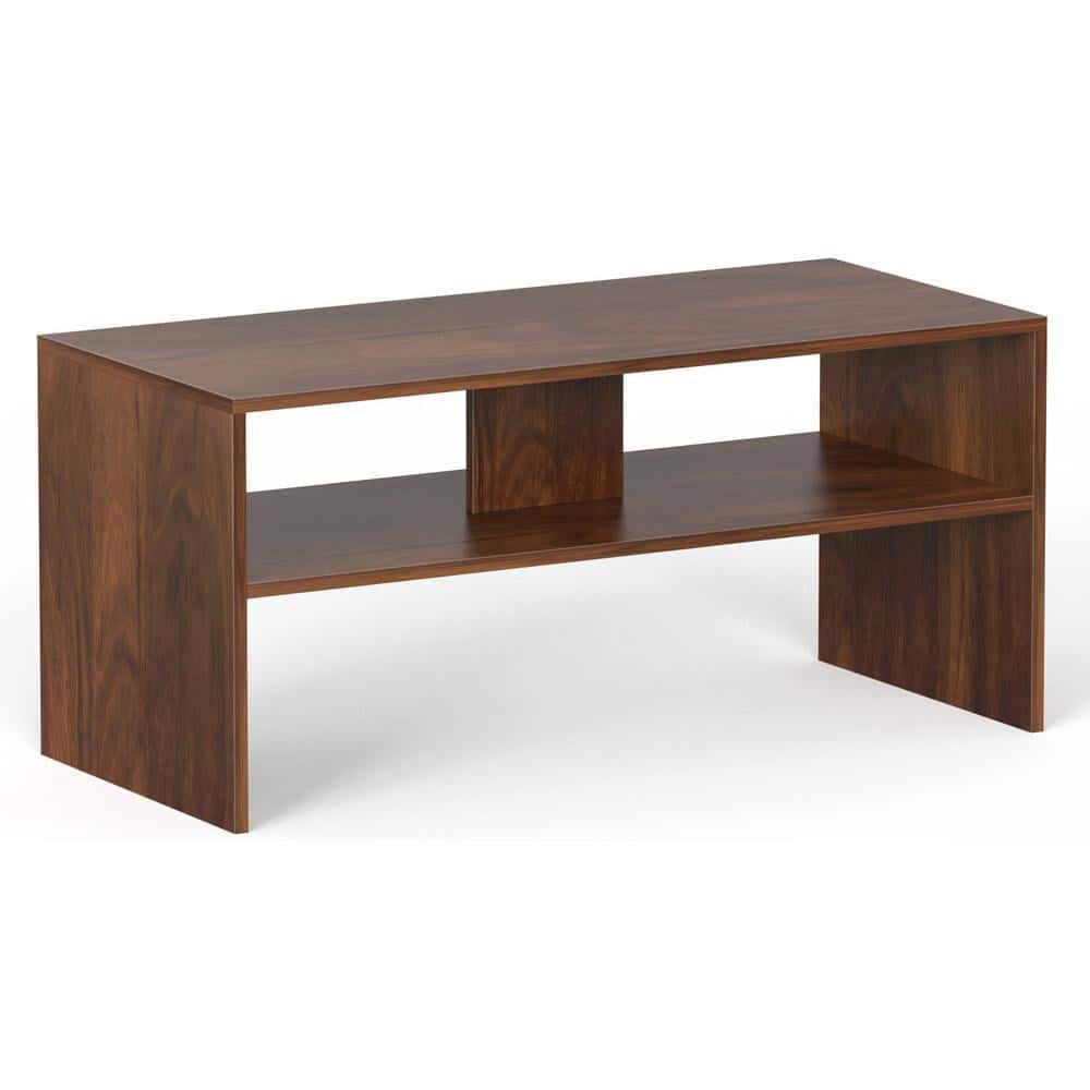Oliver Engineered Wood Coffee Center Sofa Tea/Teapoy Console Table With Storage (Brown Maple)