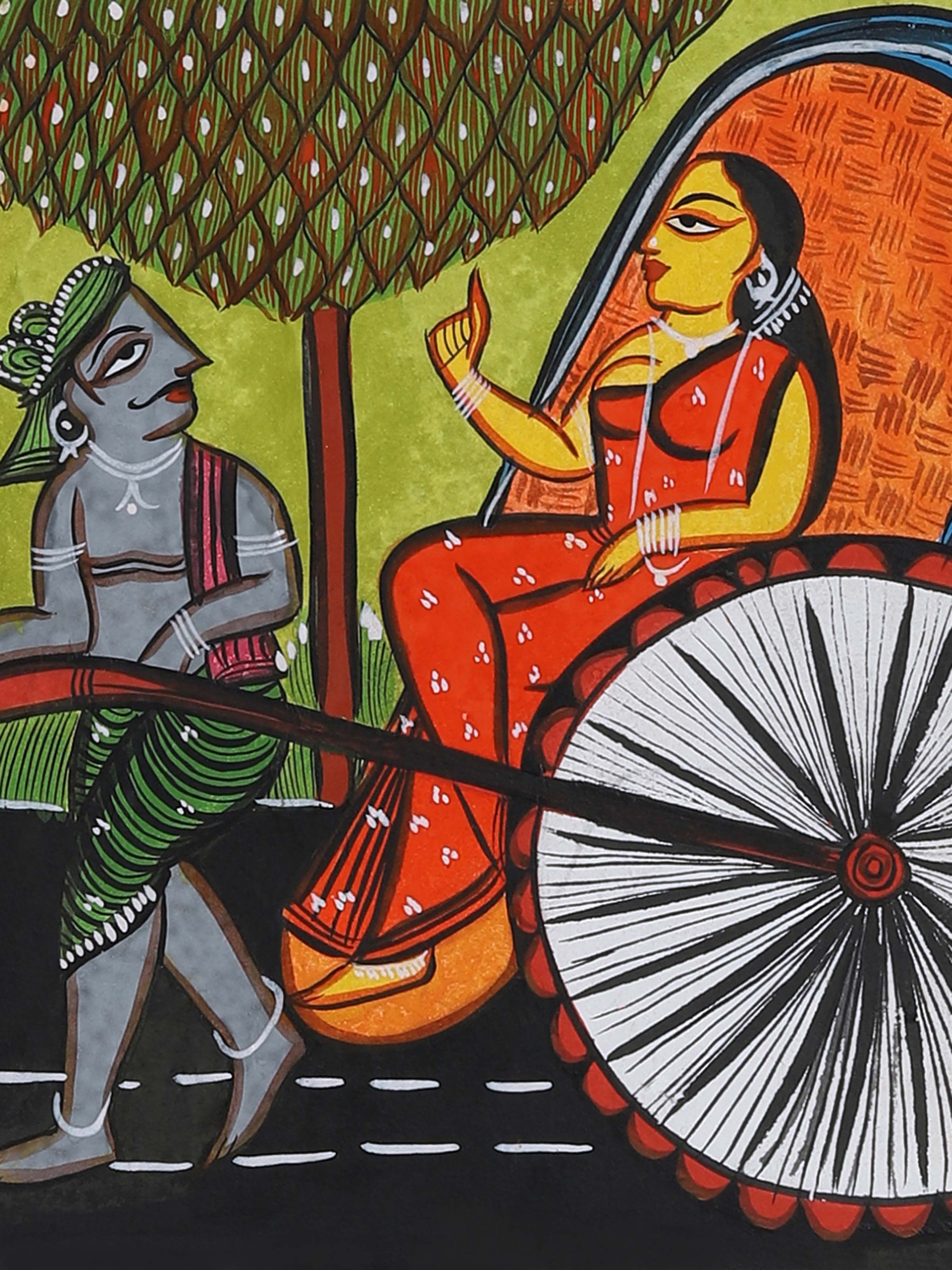 Detail shot of Bengal Culture Kalighat Painting