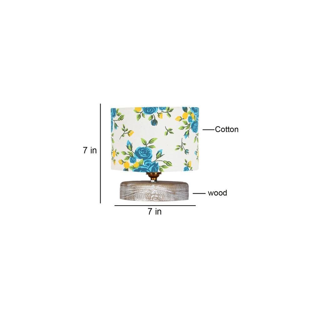 Luca Multicolor cotton table lamp with White Brushed wood base
