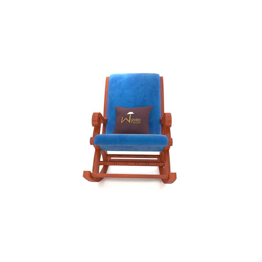 Amery Solid Wood Rocking Chair in Blue Colour