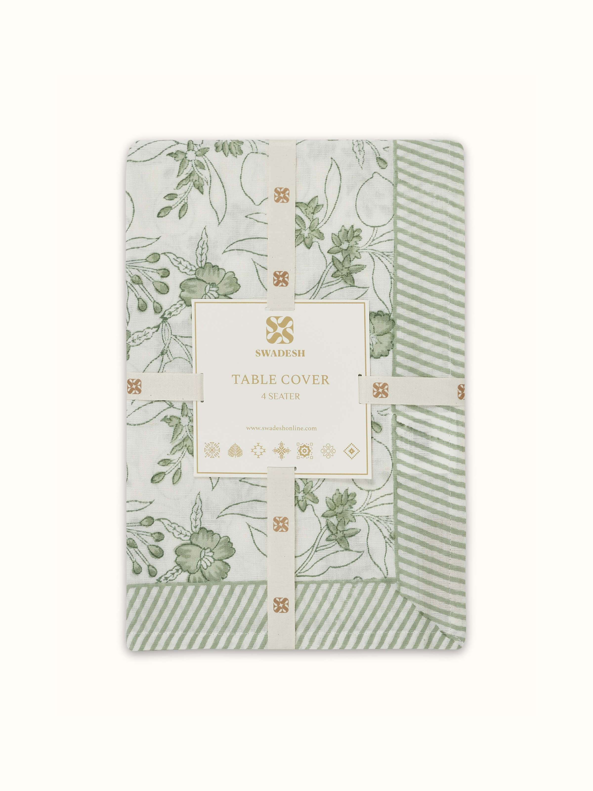 Back view illustrating the smooth finish and quality of the cotton linen table cover