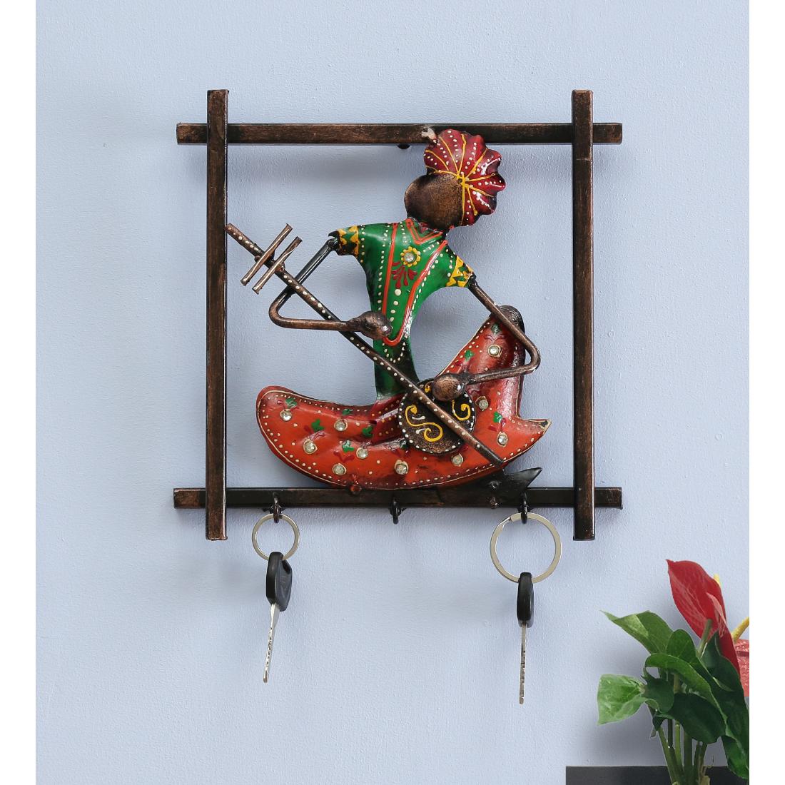 Metal Handpainted Red Musician Key Holder with 3 Hooks-picture-13