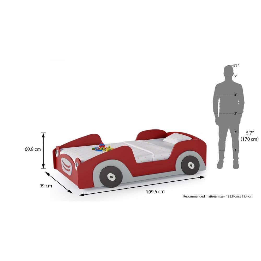 Street Car Engineered Wood Bed in Red Colour