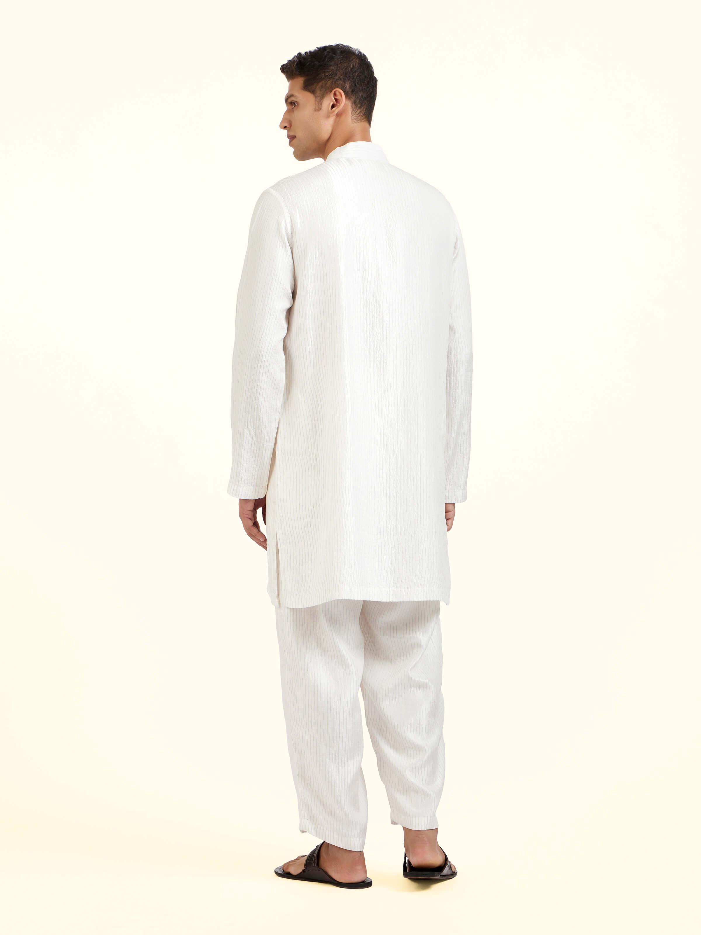 White Straight Quilted Tulip Pants