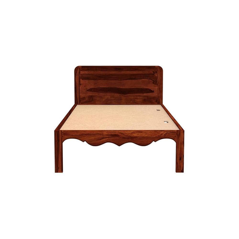 Isabella Solid Wood Single Size Non Storage Bed In Honey Oak Finish