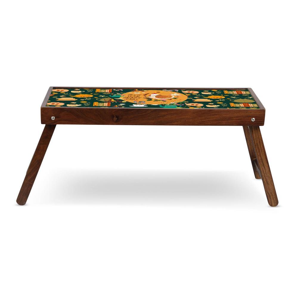 Cereal Central Solid Wood Bookshelf and Serving Tray In Multicolour