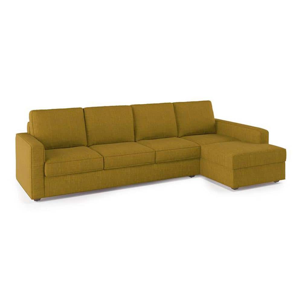 Apollo Fabric Sectional Sofa (Colour : Olive Green, Cushion : Soft, Back Type : Regular, Seating Capacity : Left Aligned 3 Seater + Left Aligned Chaise + Ottoman)