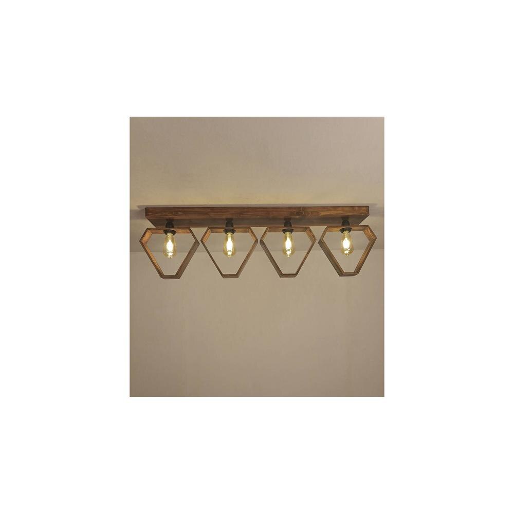 Hexad Brown Solid Wood Ceiling Light
