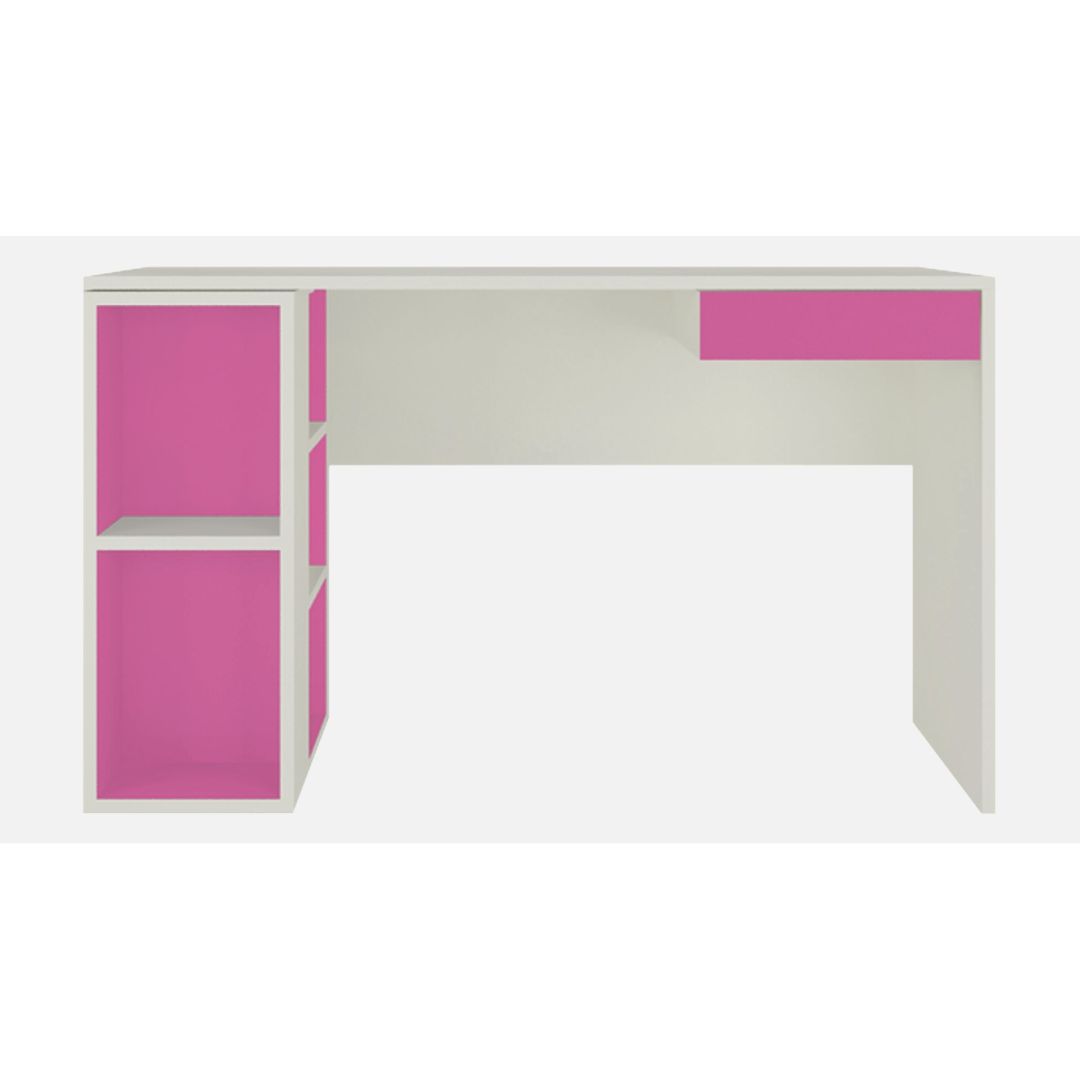 Astra Kids Study Desk with Open Shelves and Drawer in Barbie Pink Colour