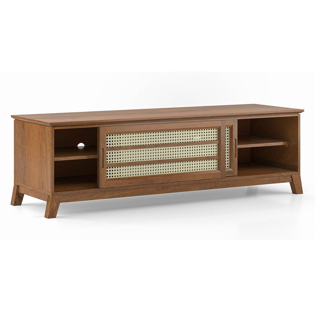 Fujiwara Solid Wood Free Standing TV Unit in Amber Walnut Finish