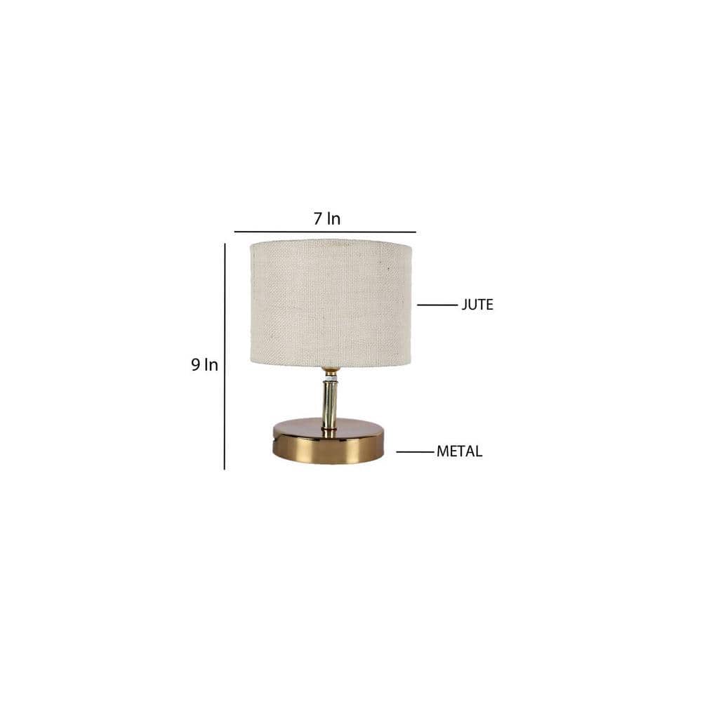 Sadira White Natural Fiber Shade Table Lamp with Gold Metal Base