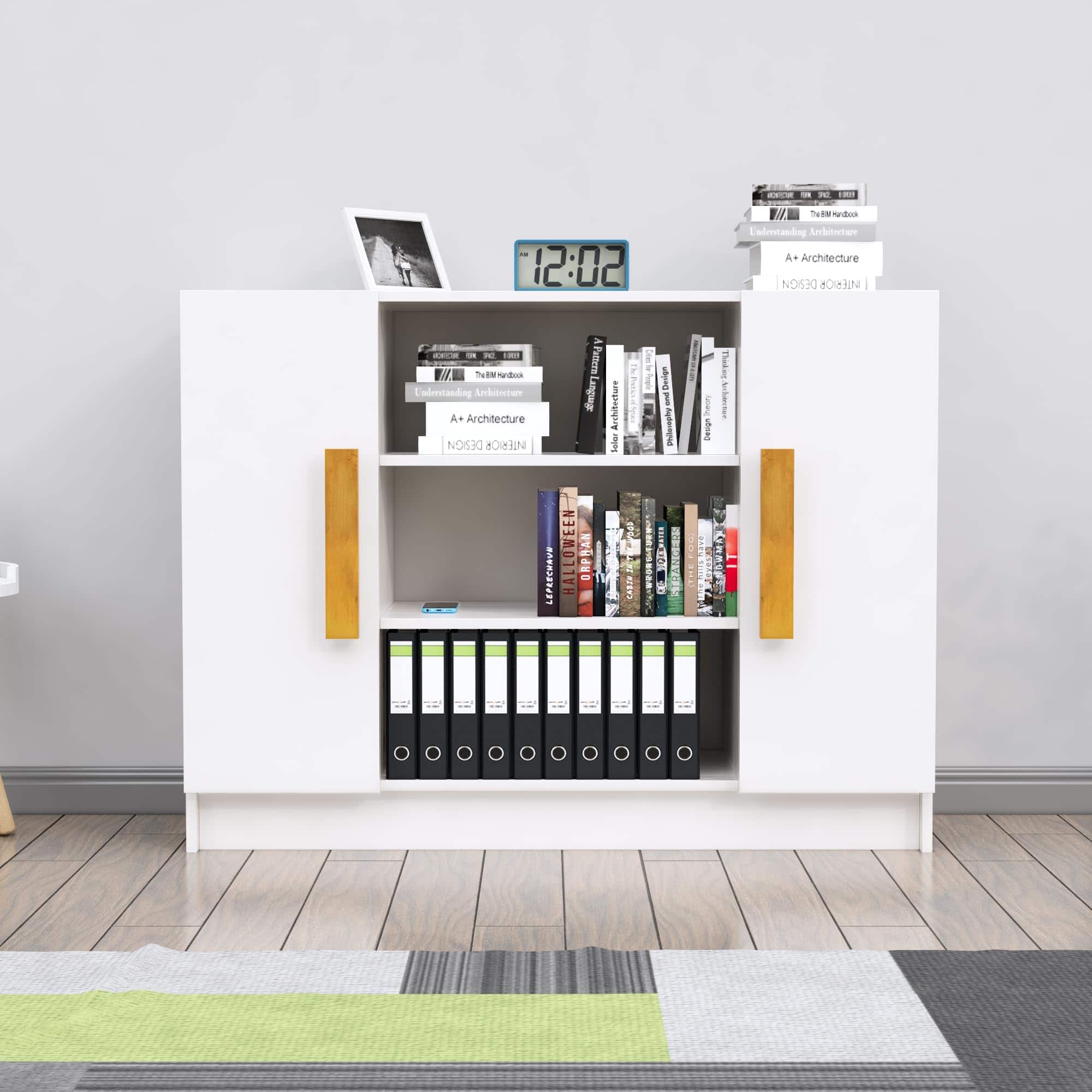 Hexa Engineered Wood Bookshelf in Frosty White Colour - HexaRed