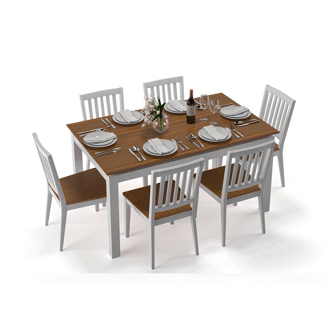 Diner 6 Seater Dining Table Set (Finish- Golden Oak)