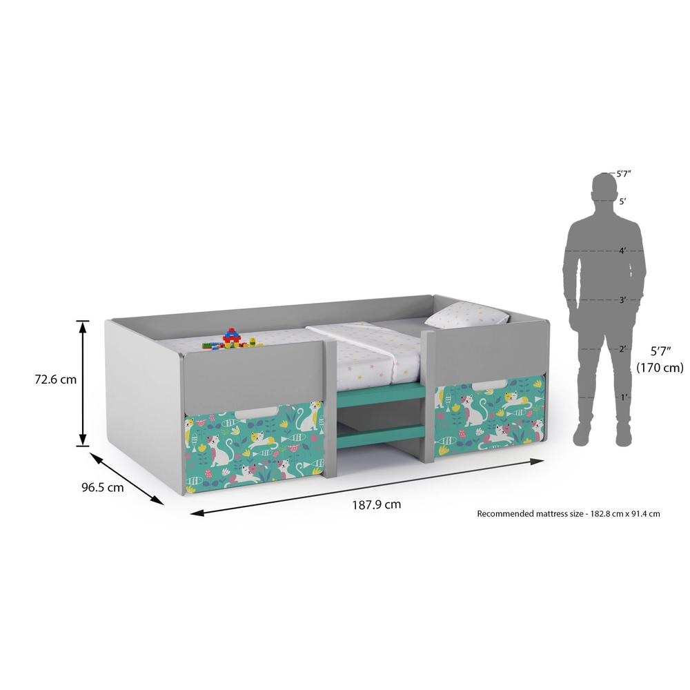 Step Up Engineered Wood Box Storage Bed in Light Grey Colour