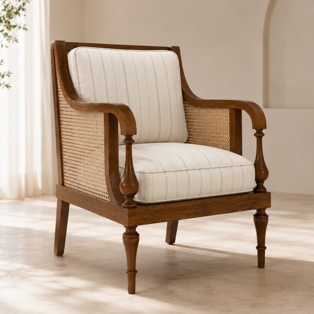 Upland Accent Sofa Chair in Teak Finish - HomeDfy