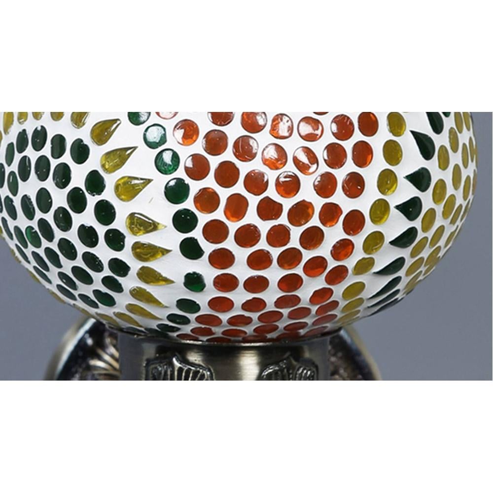 Banjo Antique Metal Peacock Wall Lamp with Multicolor Mosaic Glass