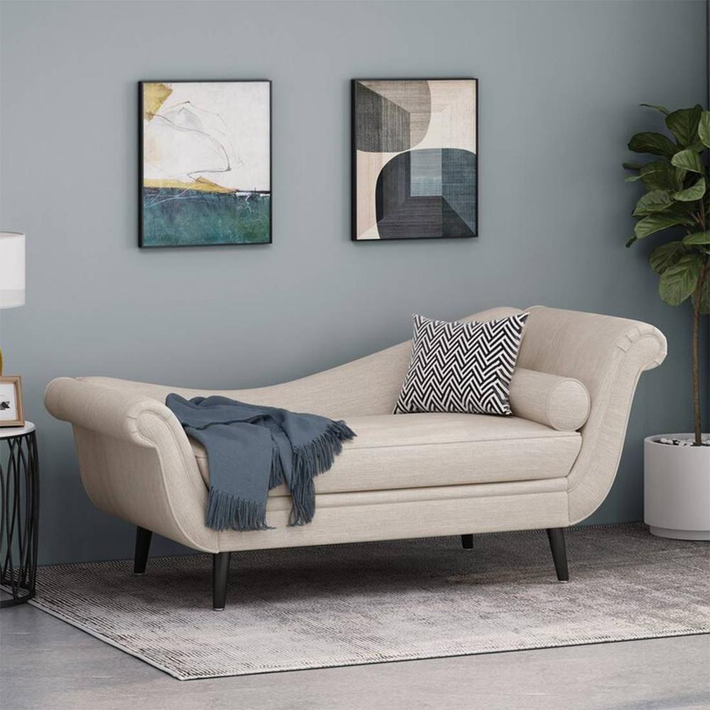Kabera Velvet Chaise Lounger in Cream Colour - Home Lifestylez
