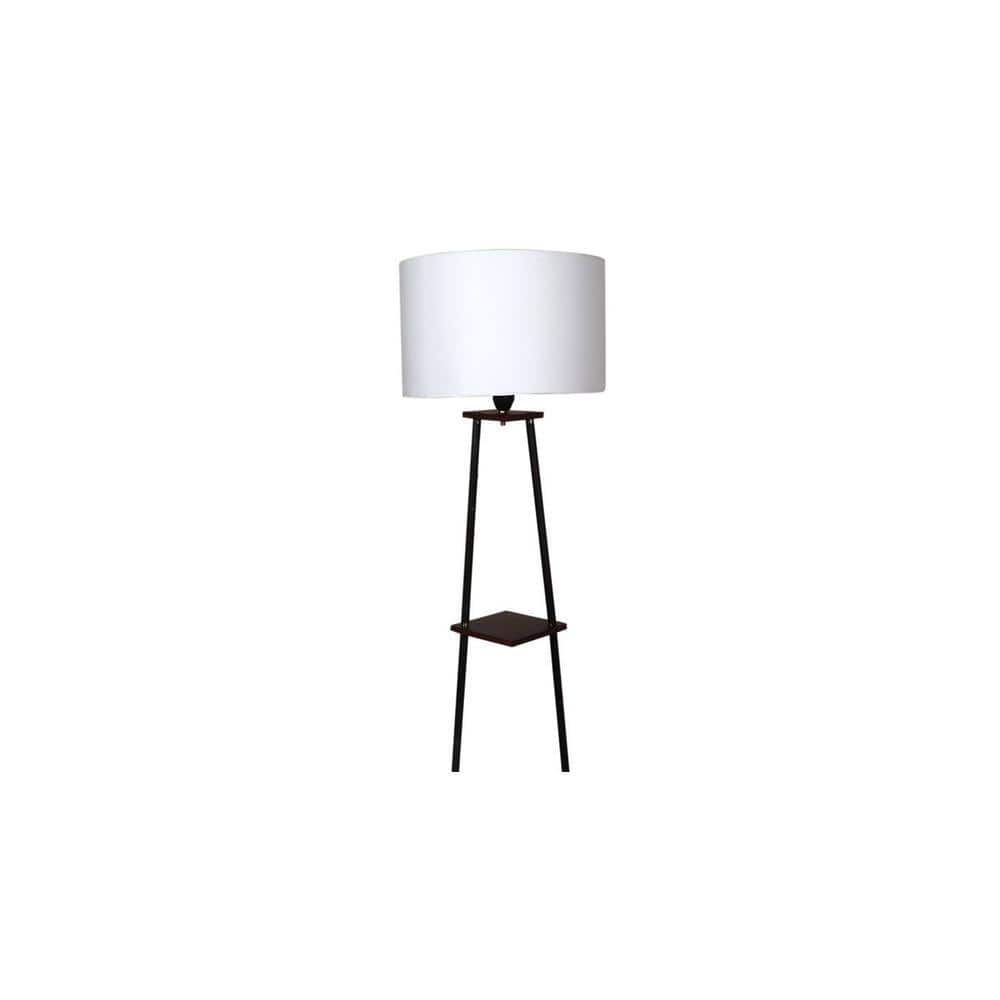 Holly White Cotton Floor Lamp with Solid Wood