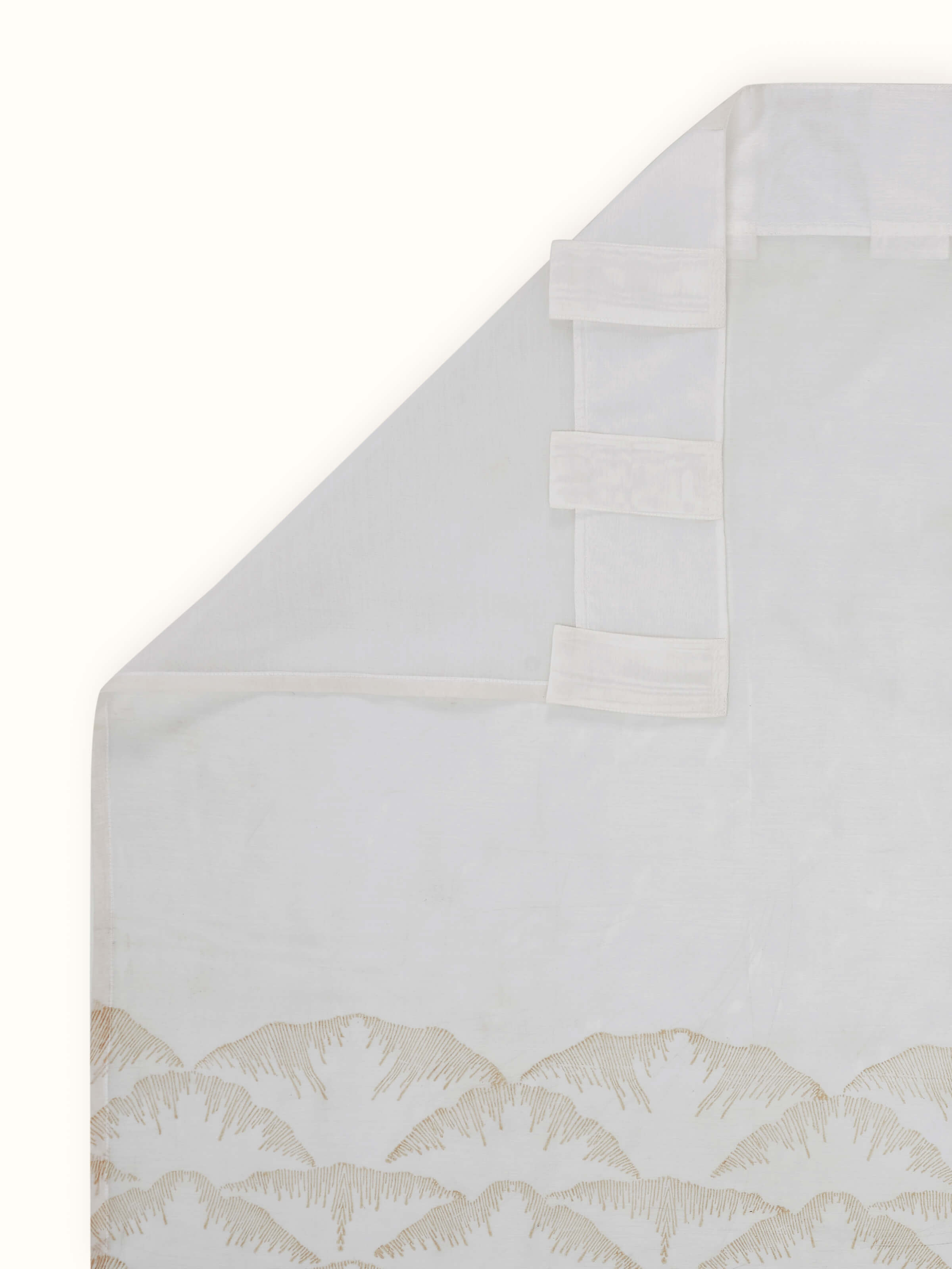 Parvat Beige Ombre Cotton Silk Sanganeri Hand Block Printed Curtain, Long Door (9 Ft)