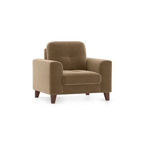 Verona Luxe 1 Seater Fabric Sofa in Fawn Velvet Colour - Urban Ladder