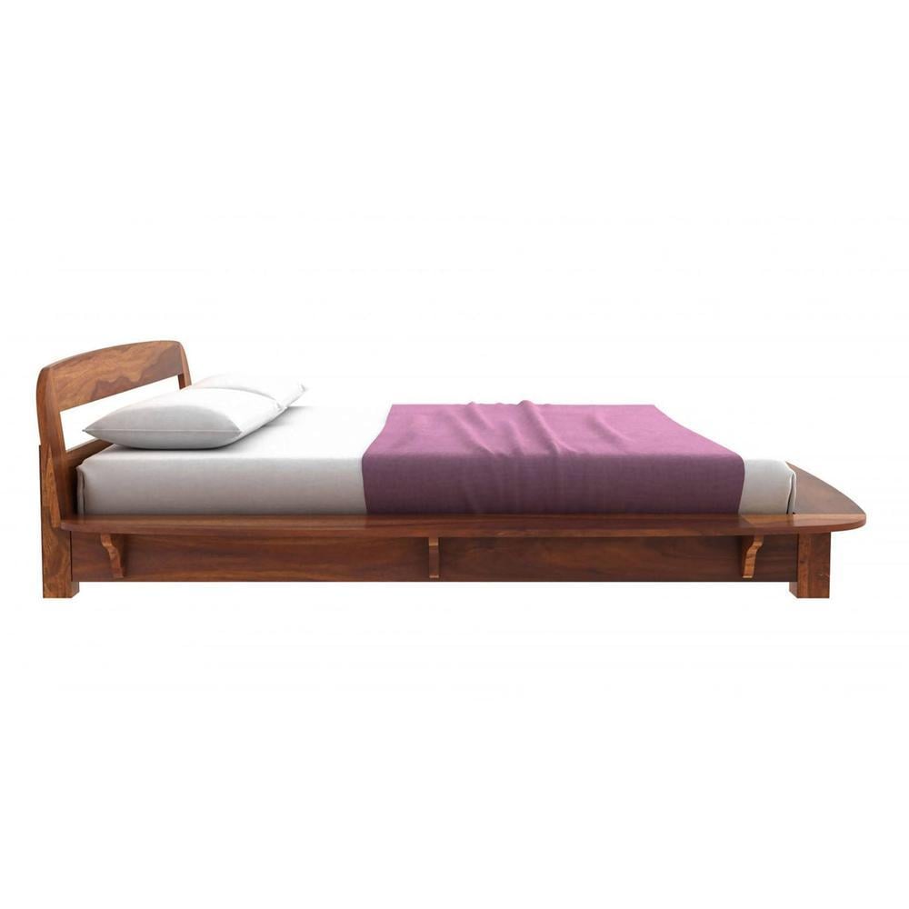 Wilbur Solid Wood King Size Non Storage Bed In Teak Finish