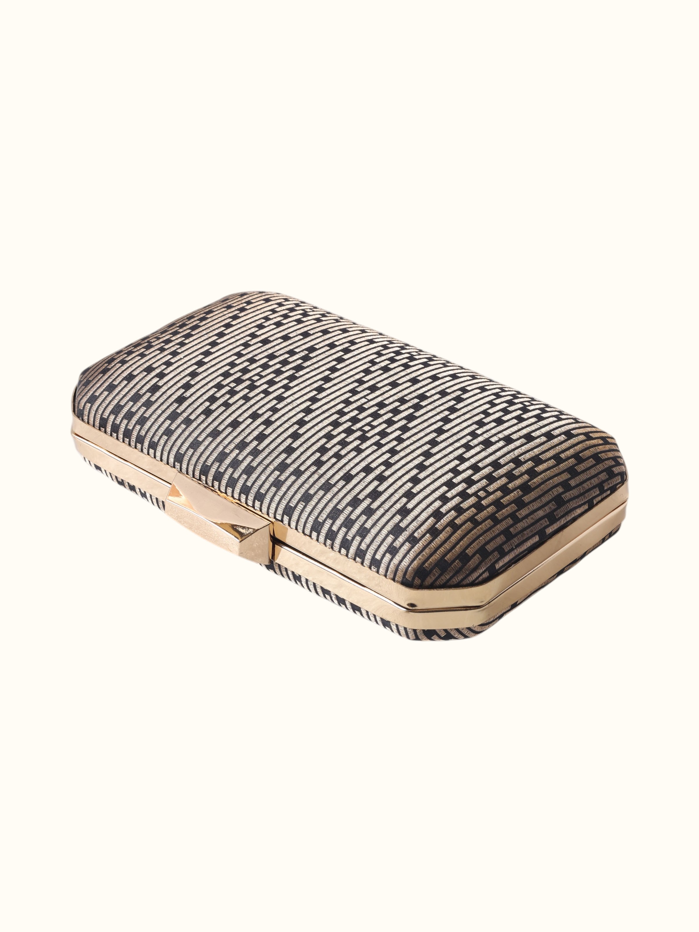 Black Banarasi Silk Box Clutch