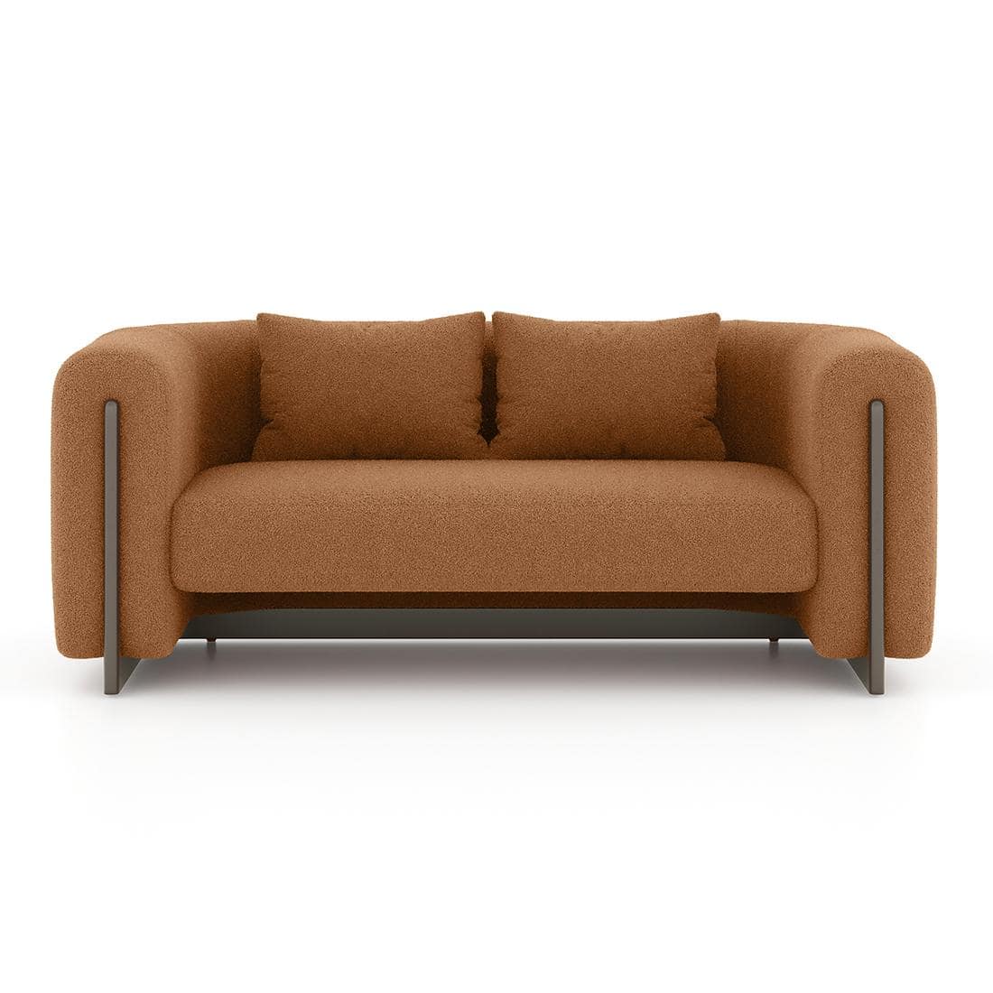 Reno Two Seater Fabric Sofa in Rust Boucle