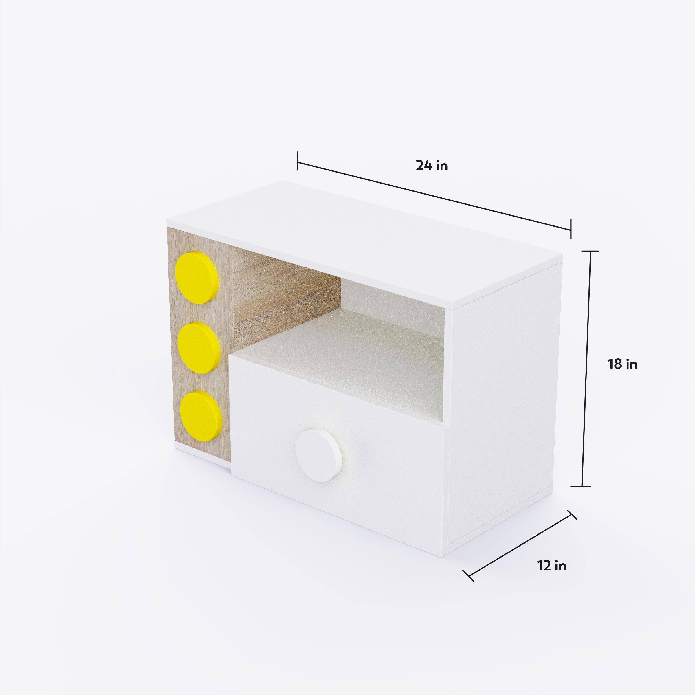 Building Blocks Storage Unit In White & Oak Colour