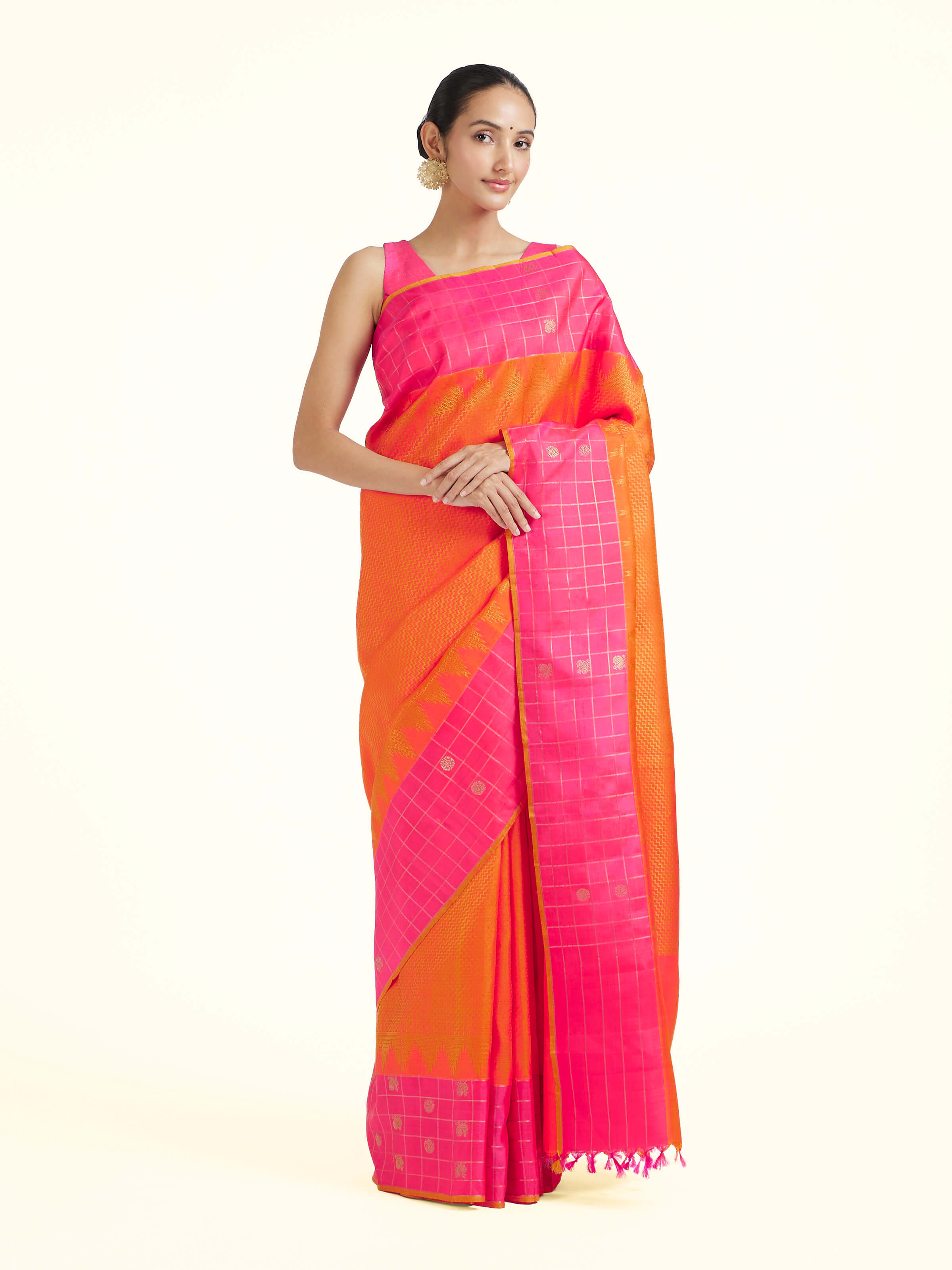 Orange Silk Kancheepuram Saree