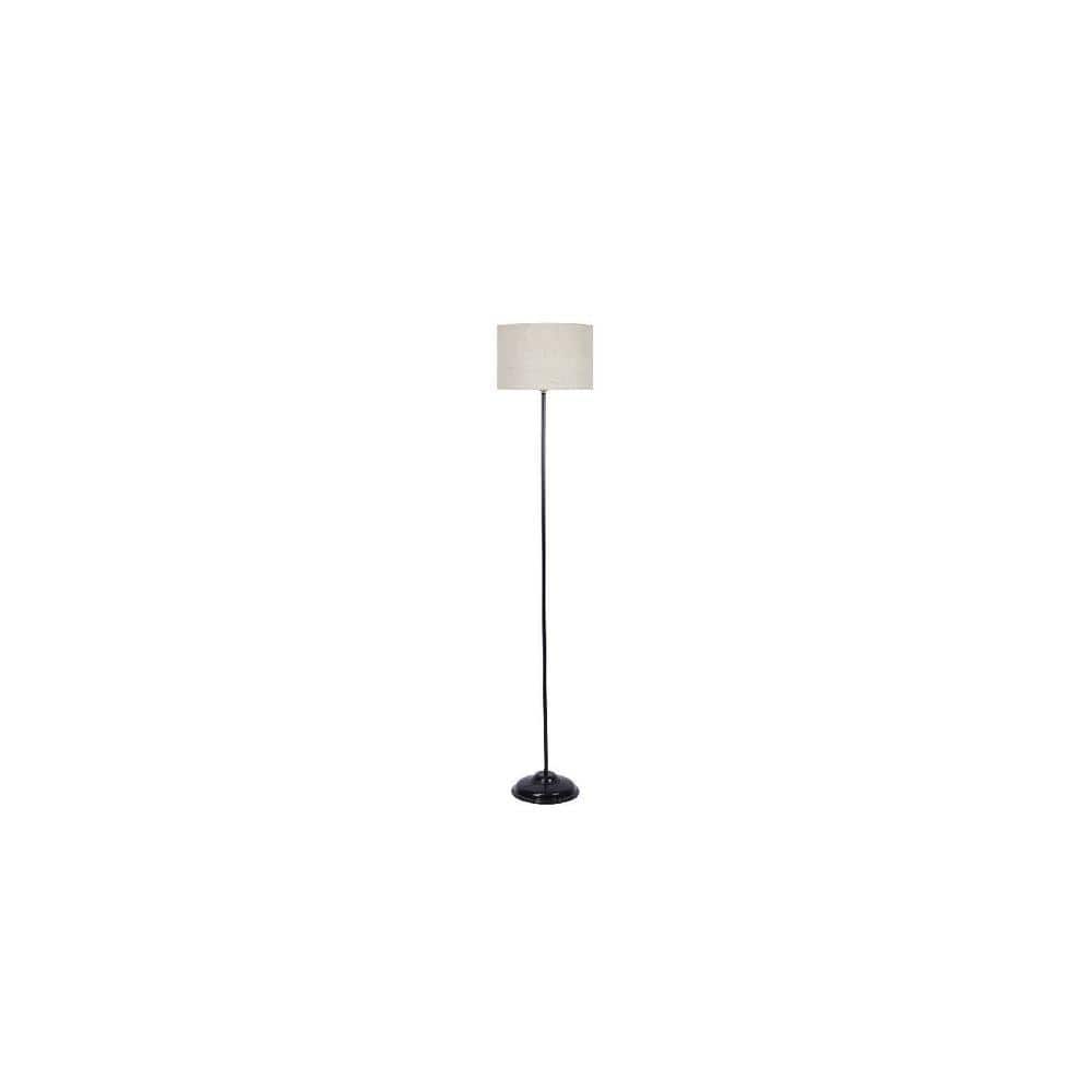 Minnie White Natural Fiber Floor Lamp with Black Iron Base