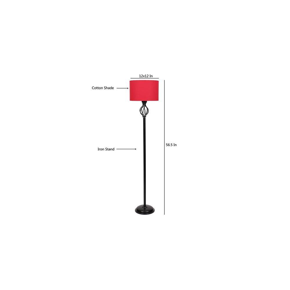 Asher Black Cotton Shade Floor Lamp