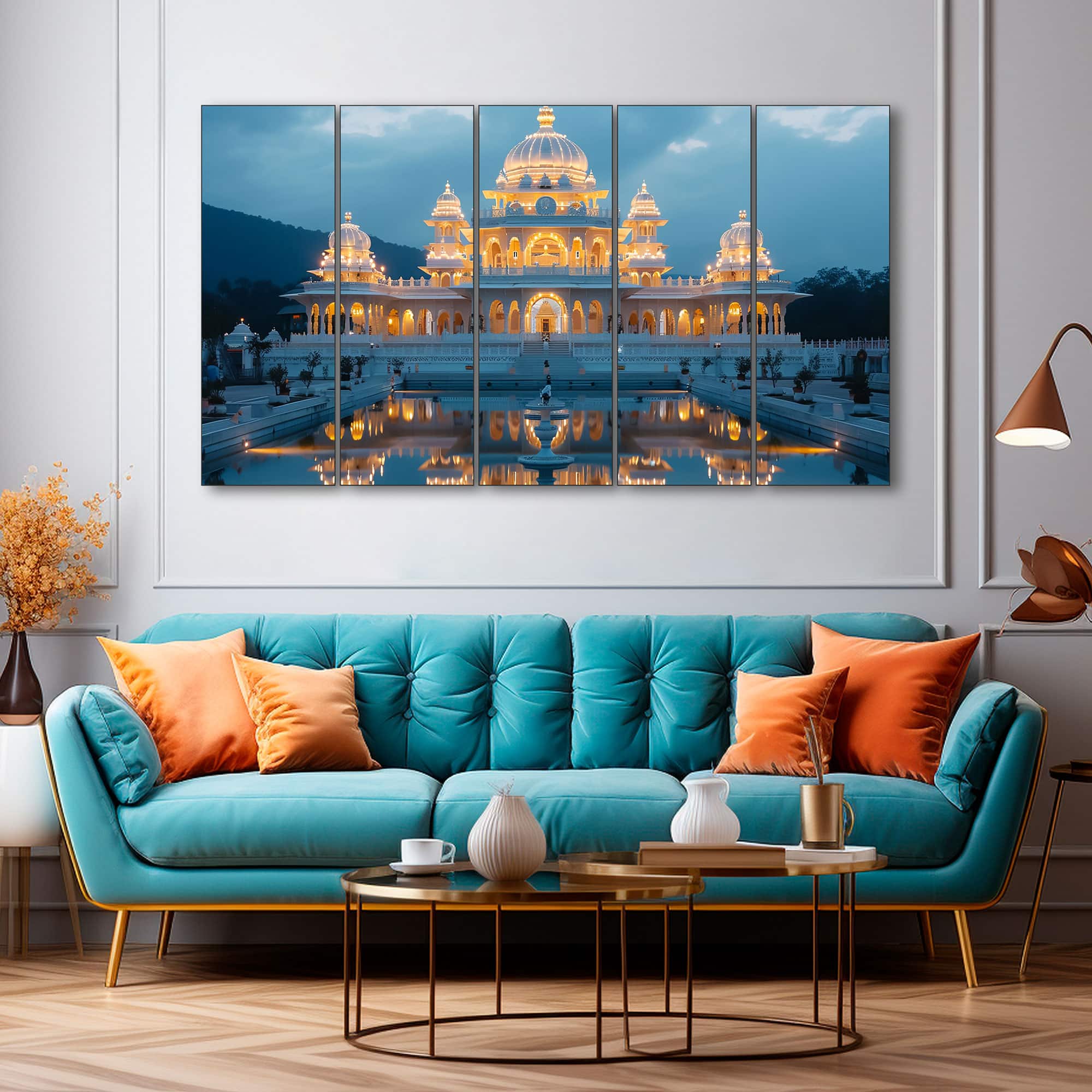 The Castle Decor Ram Mandir Wall Painting Wooden Framed 27x48 Inch (Style 5) - The Castle Decor