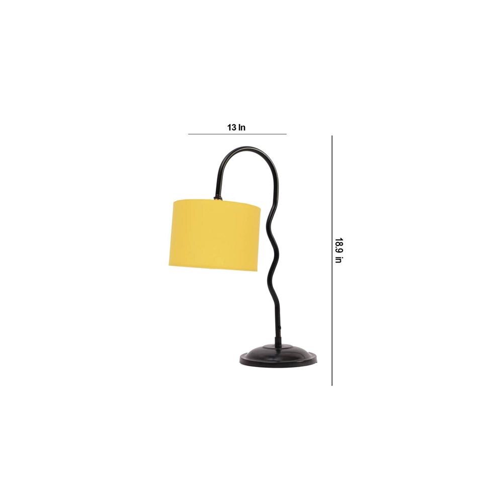 Yellow cotton Zig Zag Curvy table lamp with Iron Base (SP27)