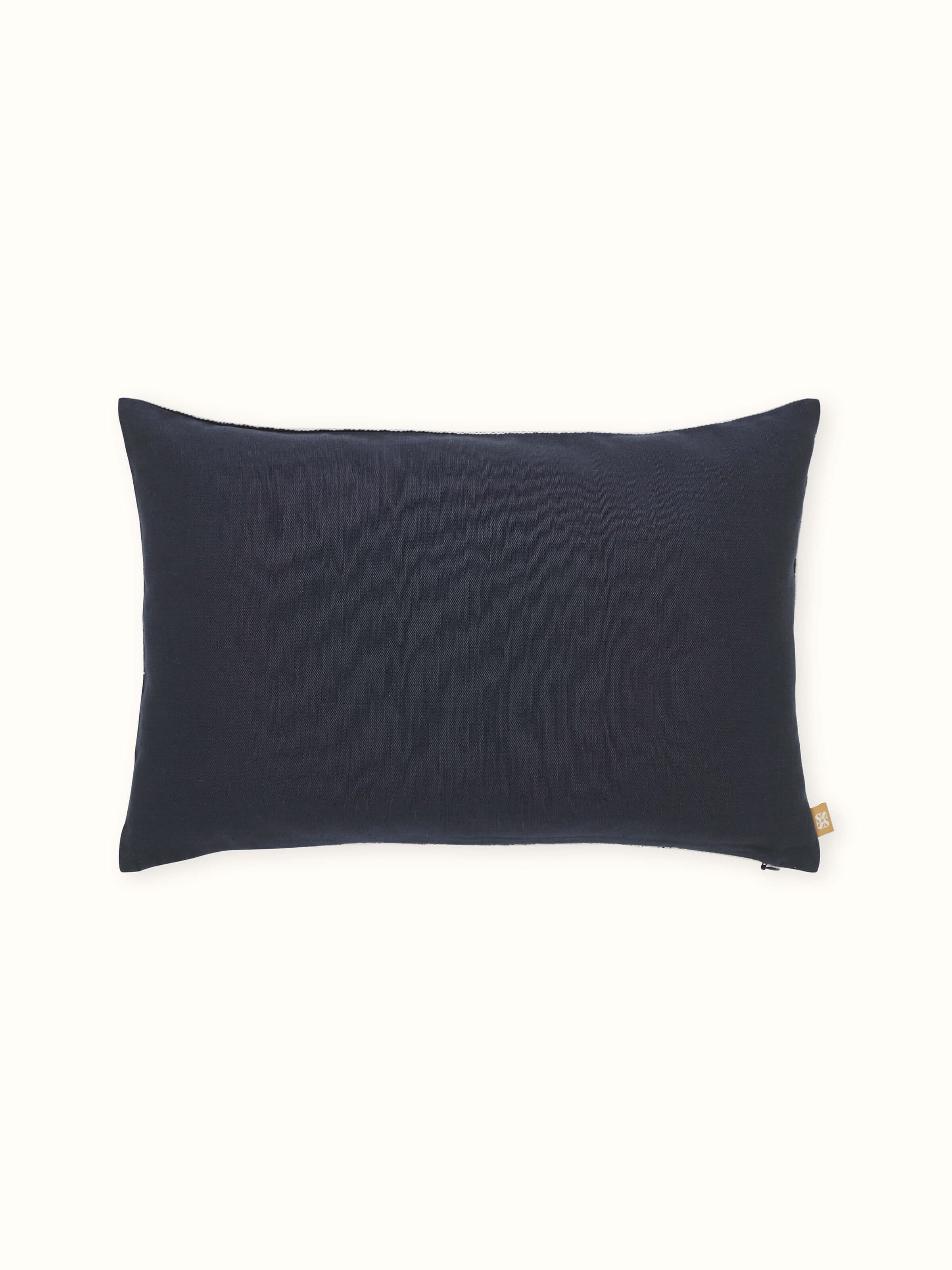 Parvat Indigo Edge Stitch Linen Cotton Hand Embroidered Cushion Cover