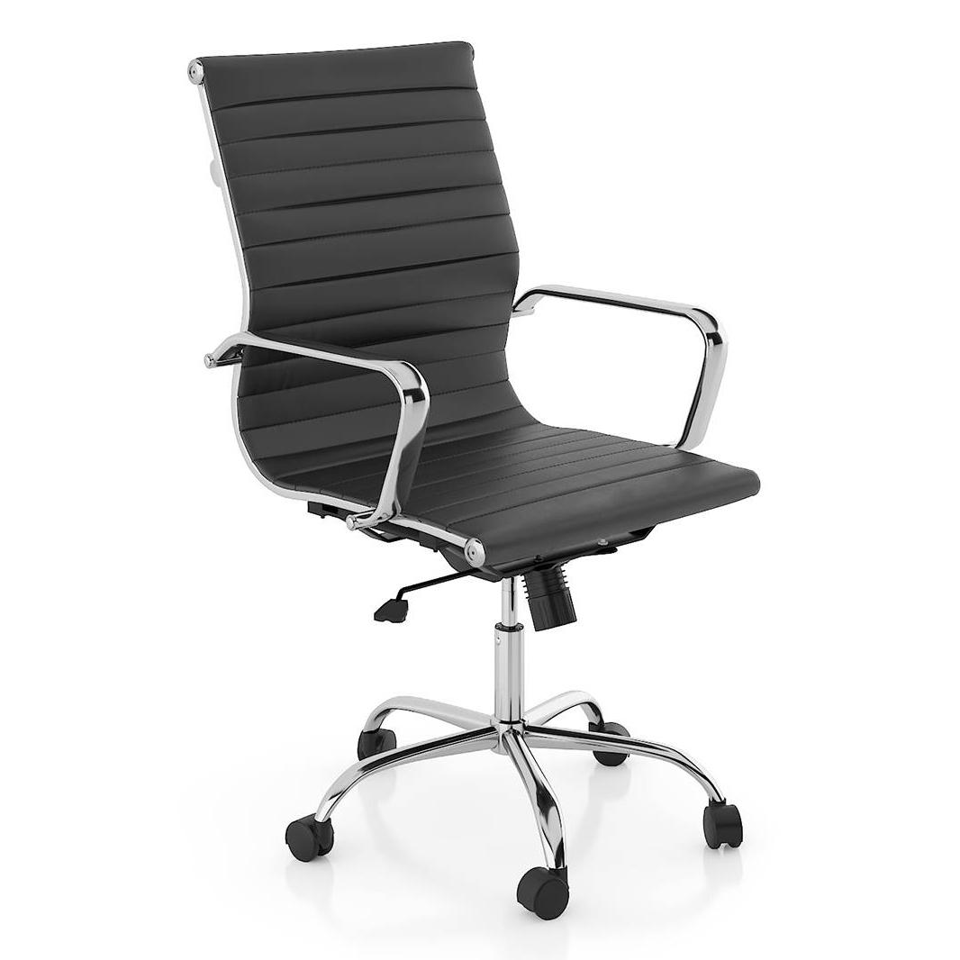 Charles Leatherette Study Chair in Black Colour