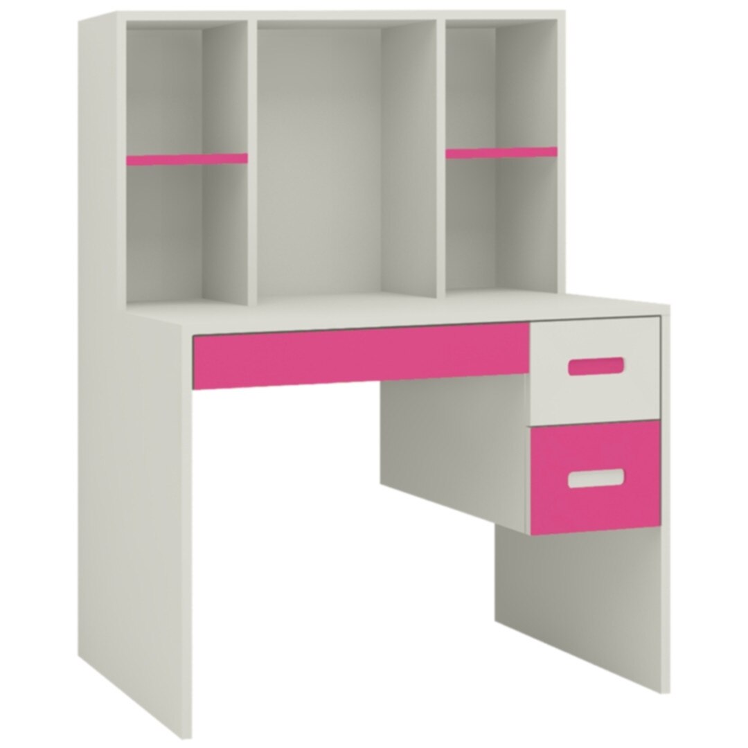 Tiara Kids Study Desk with 3 Drawers and Built In Bookshelf in Barbie Pink Colour