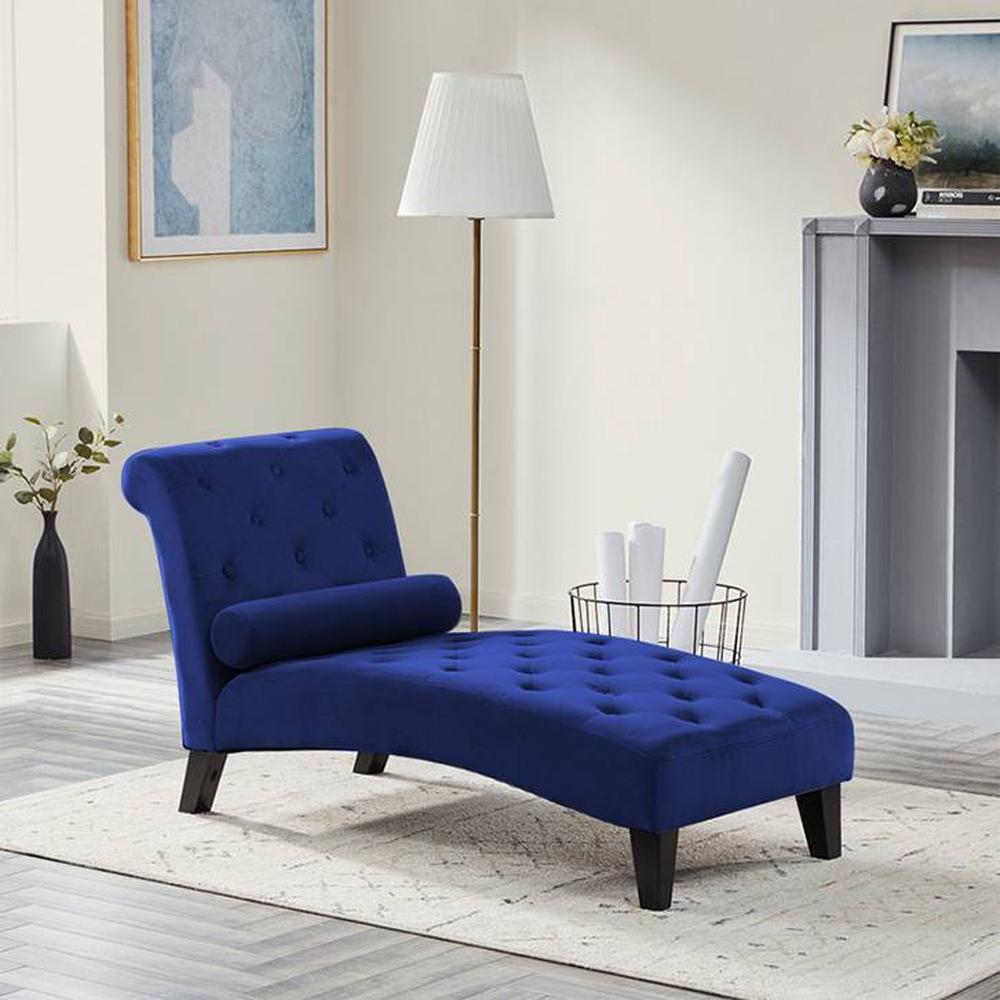 Knup Velvet Chaise Launger in Navy Blue Colour