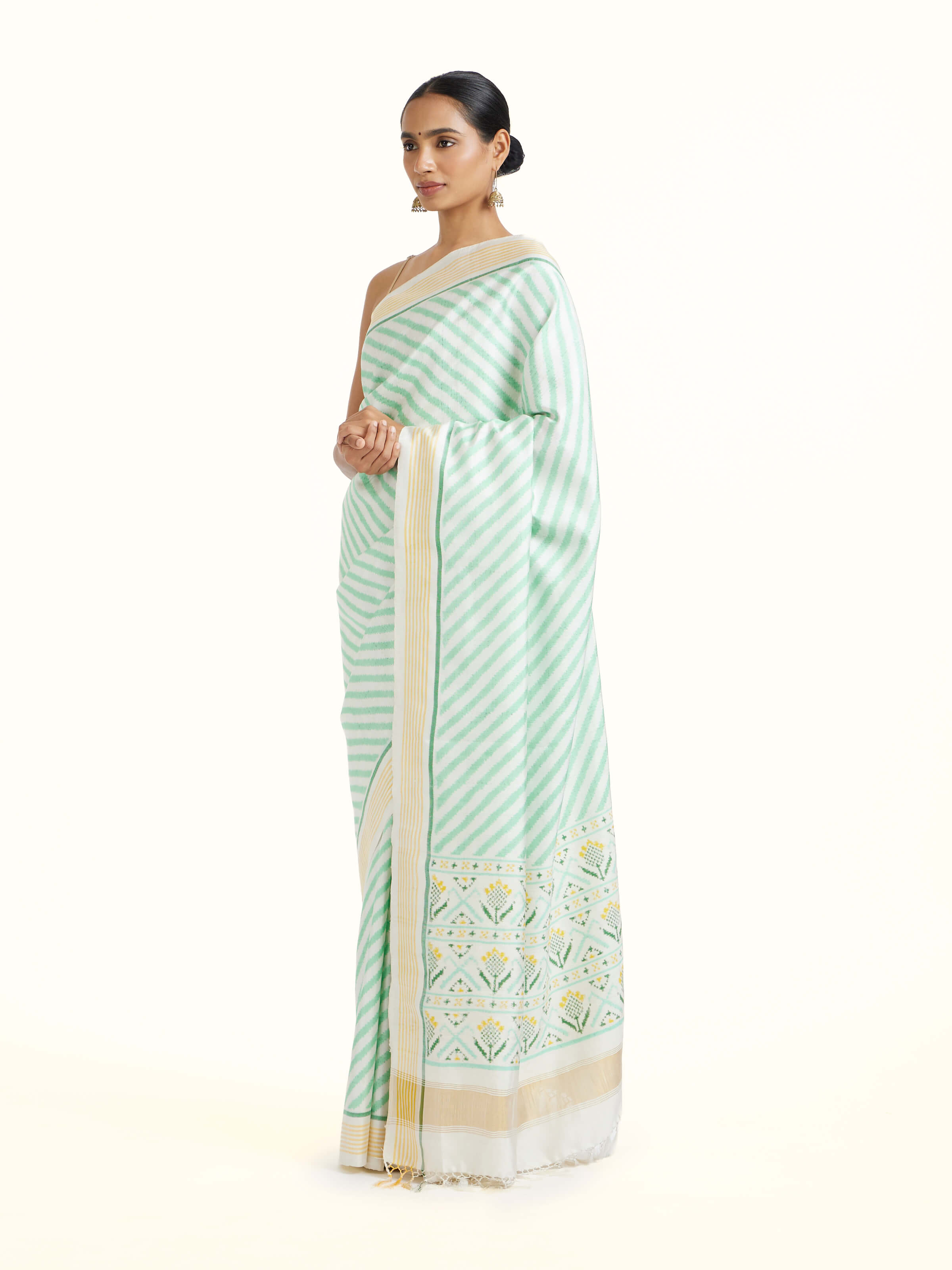 Side view of the Blue Patan Patola Saree
