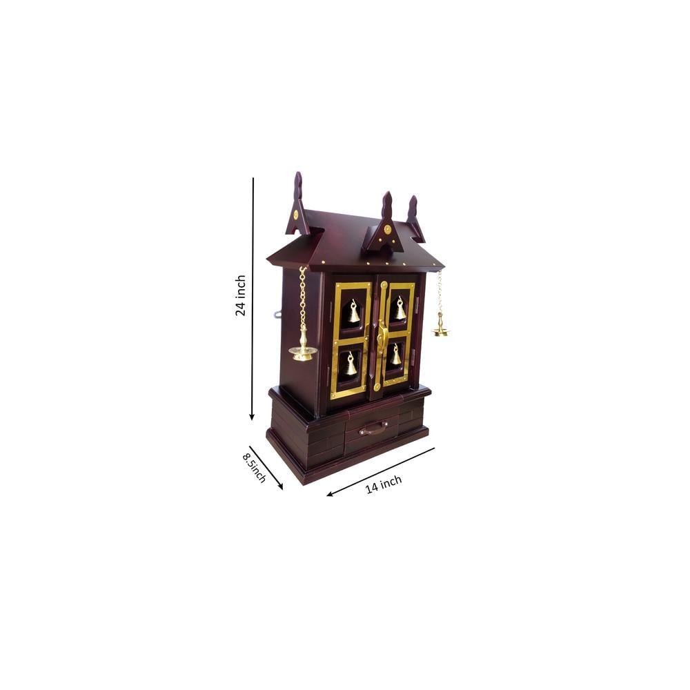 tanvi engineered wood prayer unit in mahagony finish