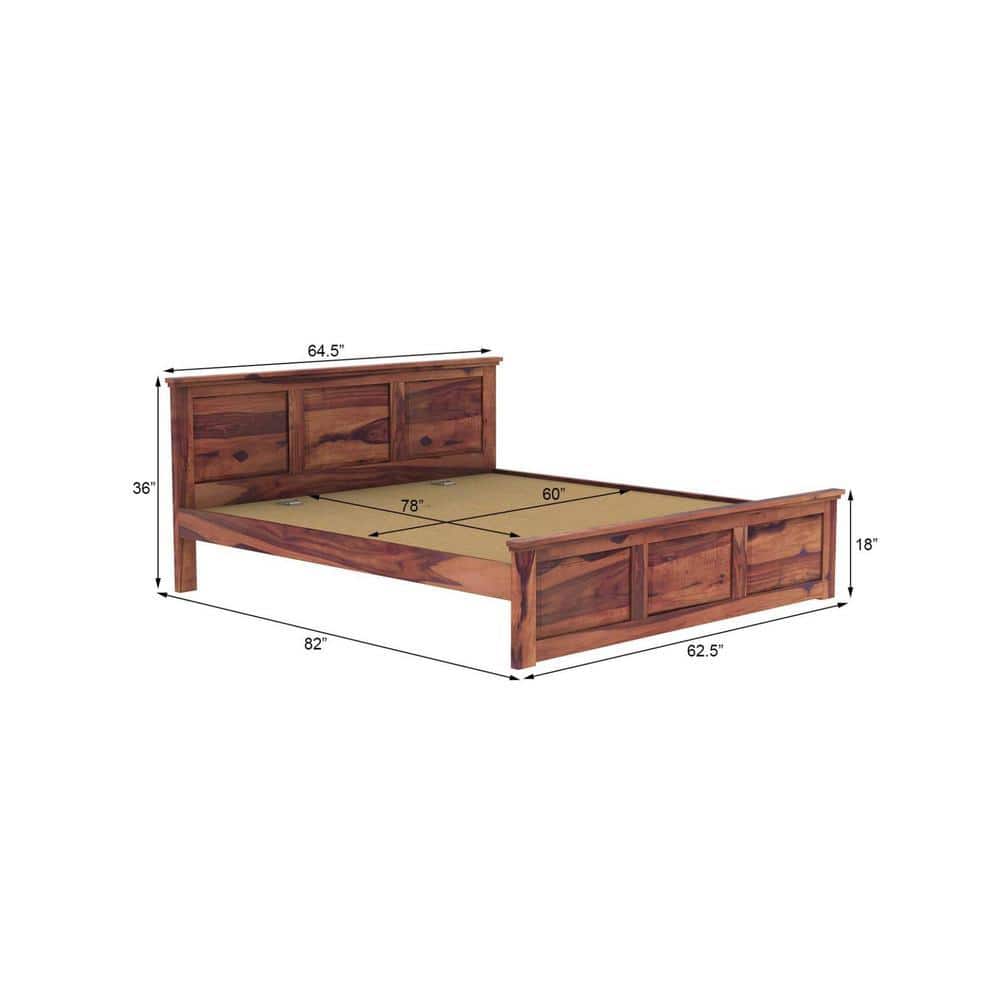 Stainfleld Sheesham Wood Queen Size Bed Non Storage Bed Provincial Teak Finish (60 x 78 inches)