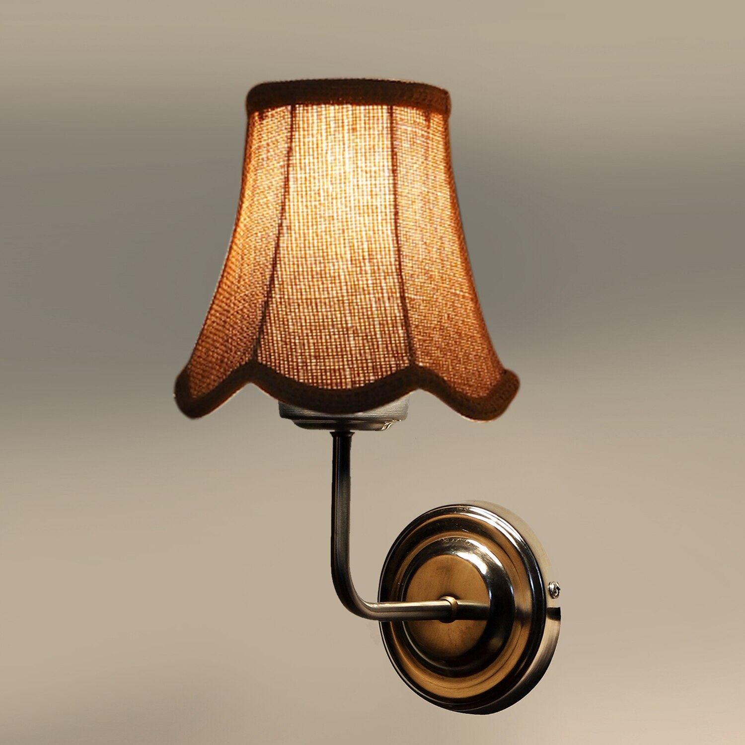 Devansh Steel Wall Mounted Lamp With Beige Jute Shade