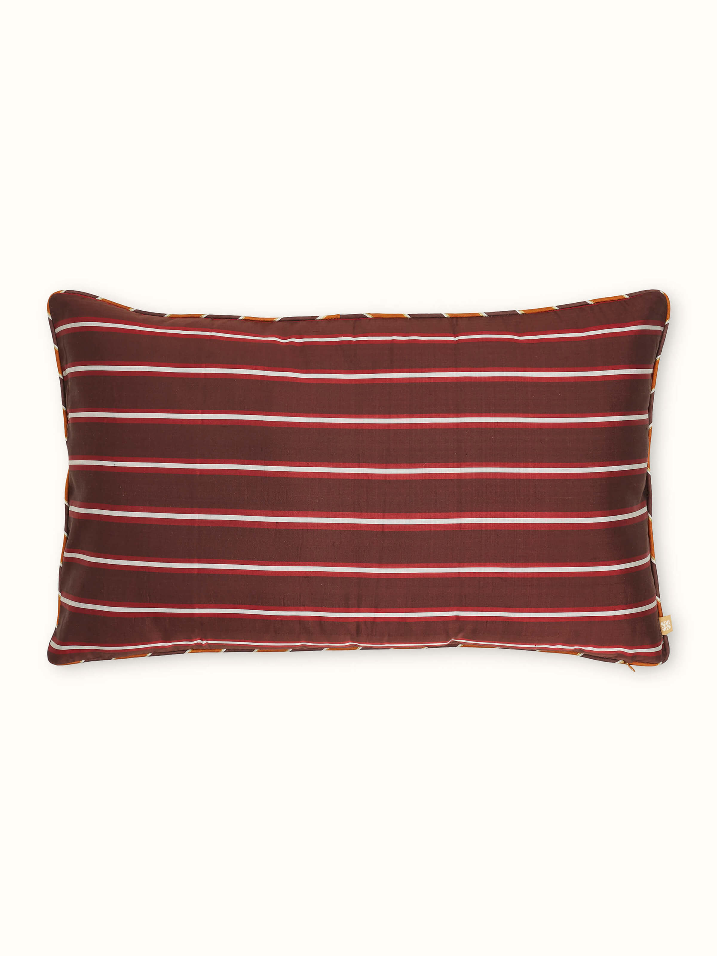 Sanchaya Rust Border Stripe Silk Odisha Ikat Handloom Cushion Cover