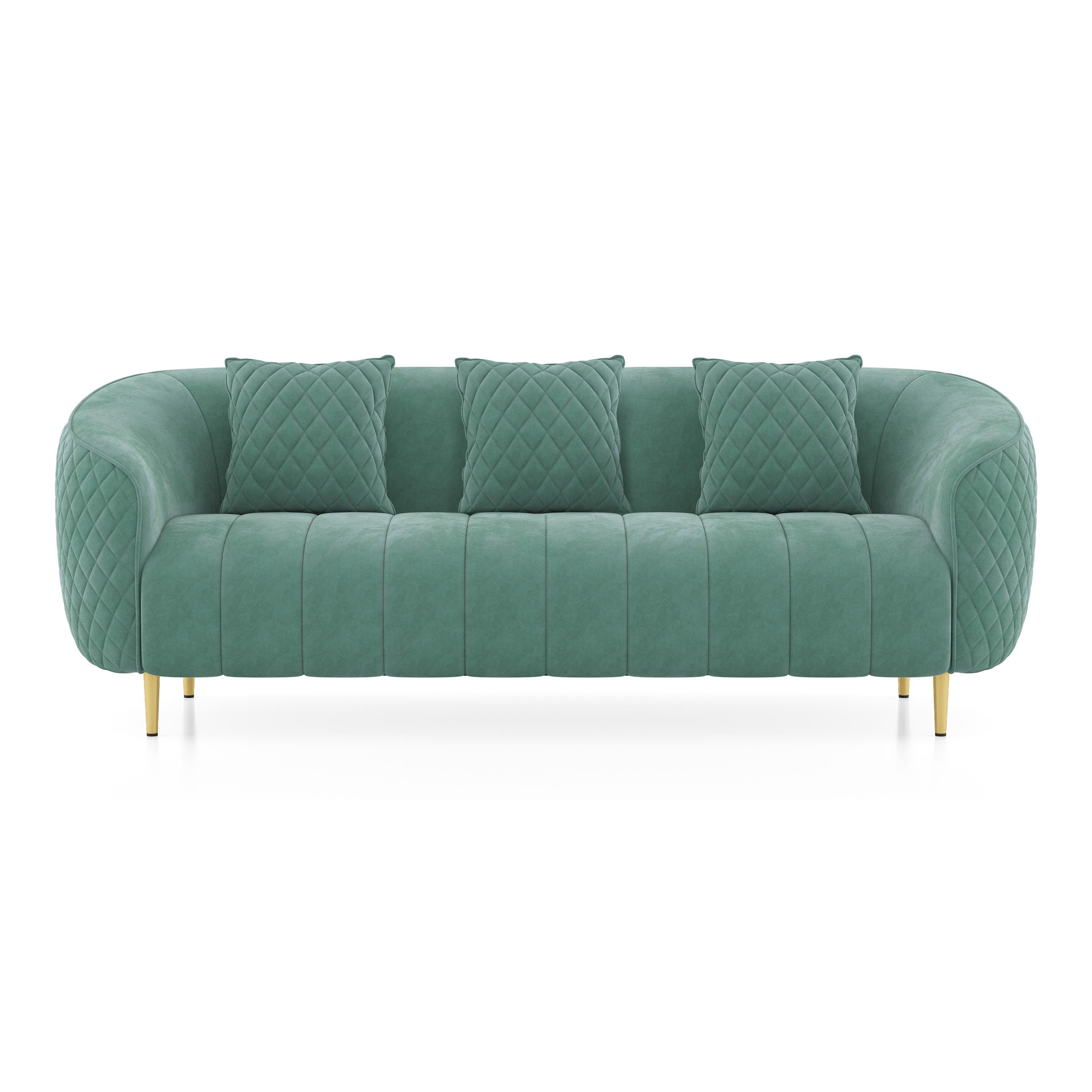Amora 3 Seater Fabric Sofa in Dusty Turquoise Velvet