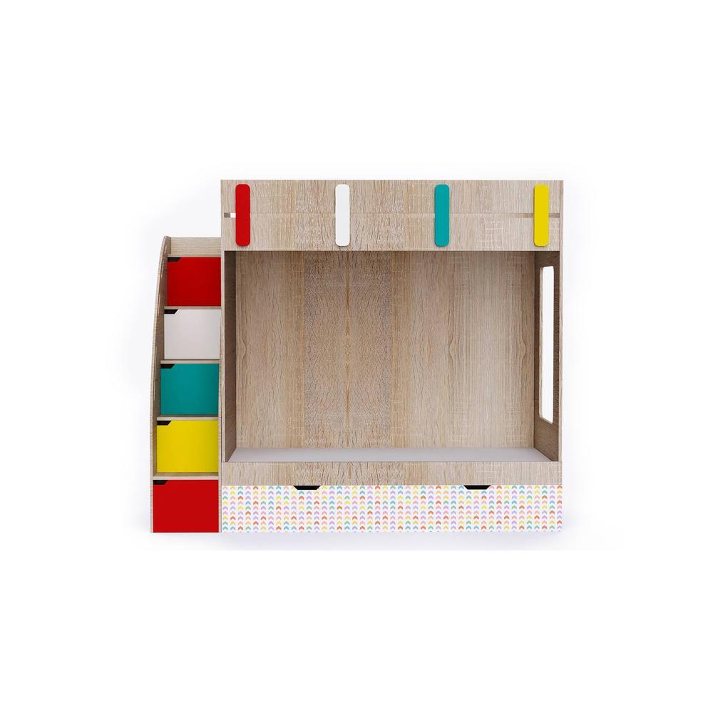 Pinwheels Bunk Bed with Storage in Oak Colour BKBB040