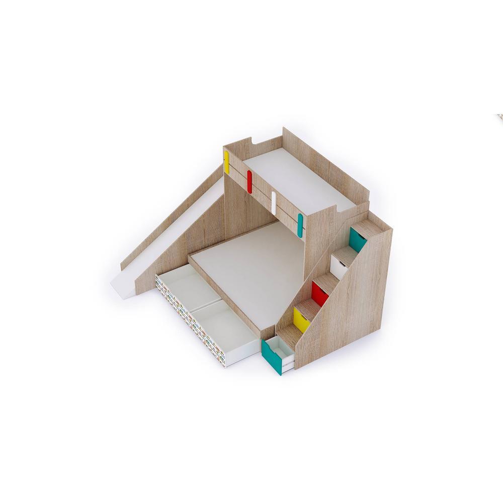 Sleep Nâ€™ Slide Bunk Bed with Slide and Storage in Oak Colour BKBB028